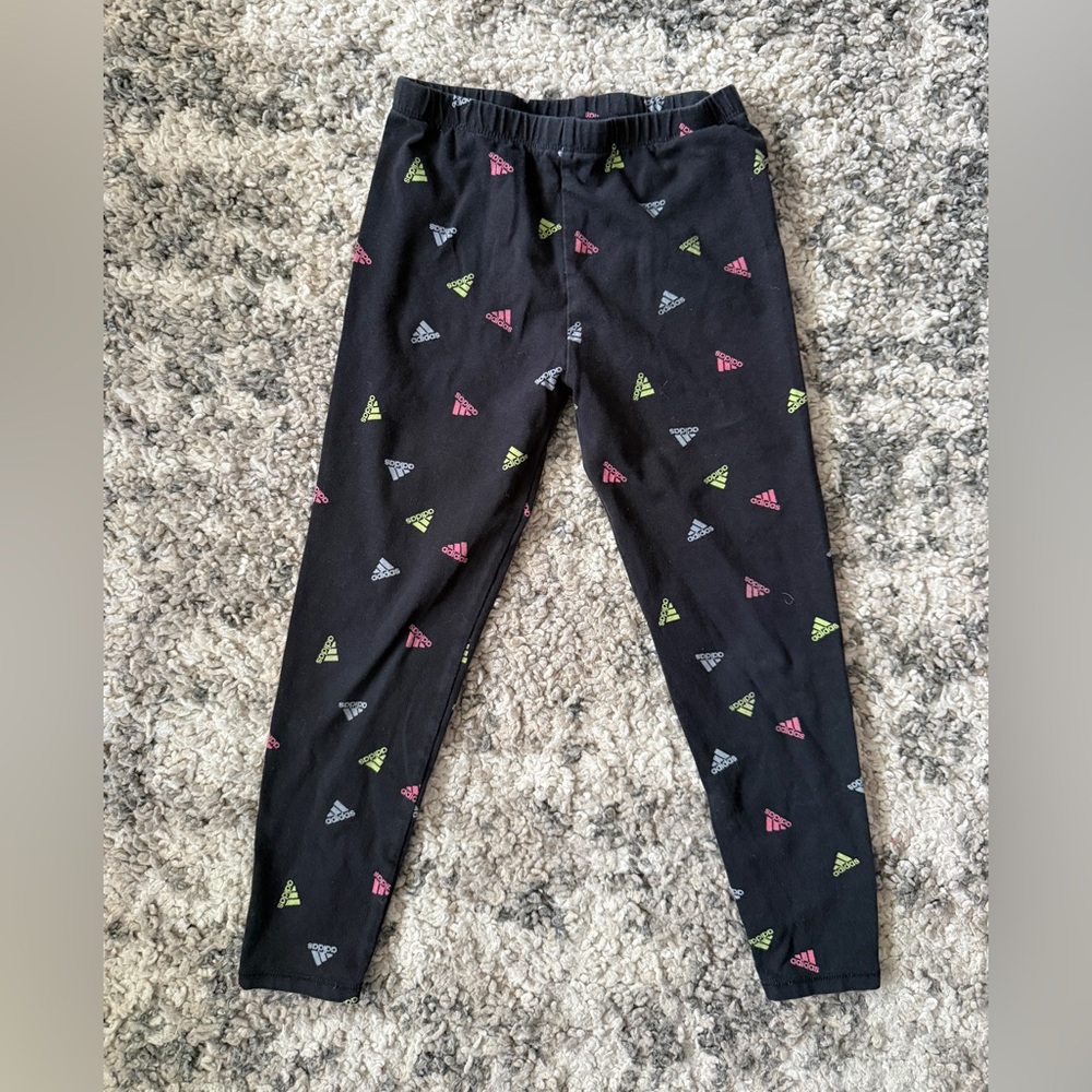 Adidas Kids Leggings with Pink and Green Accents